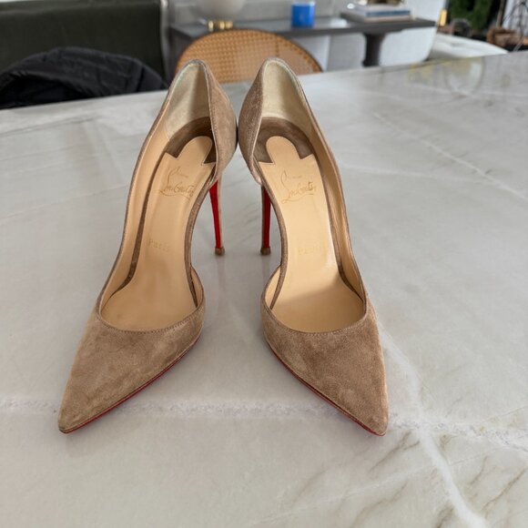 Christian Louboutin Iriza 100 Veau in Velour Cappuccino - Picture 2 of 6